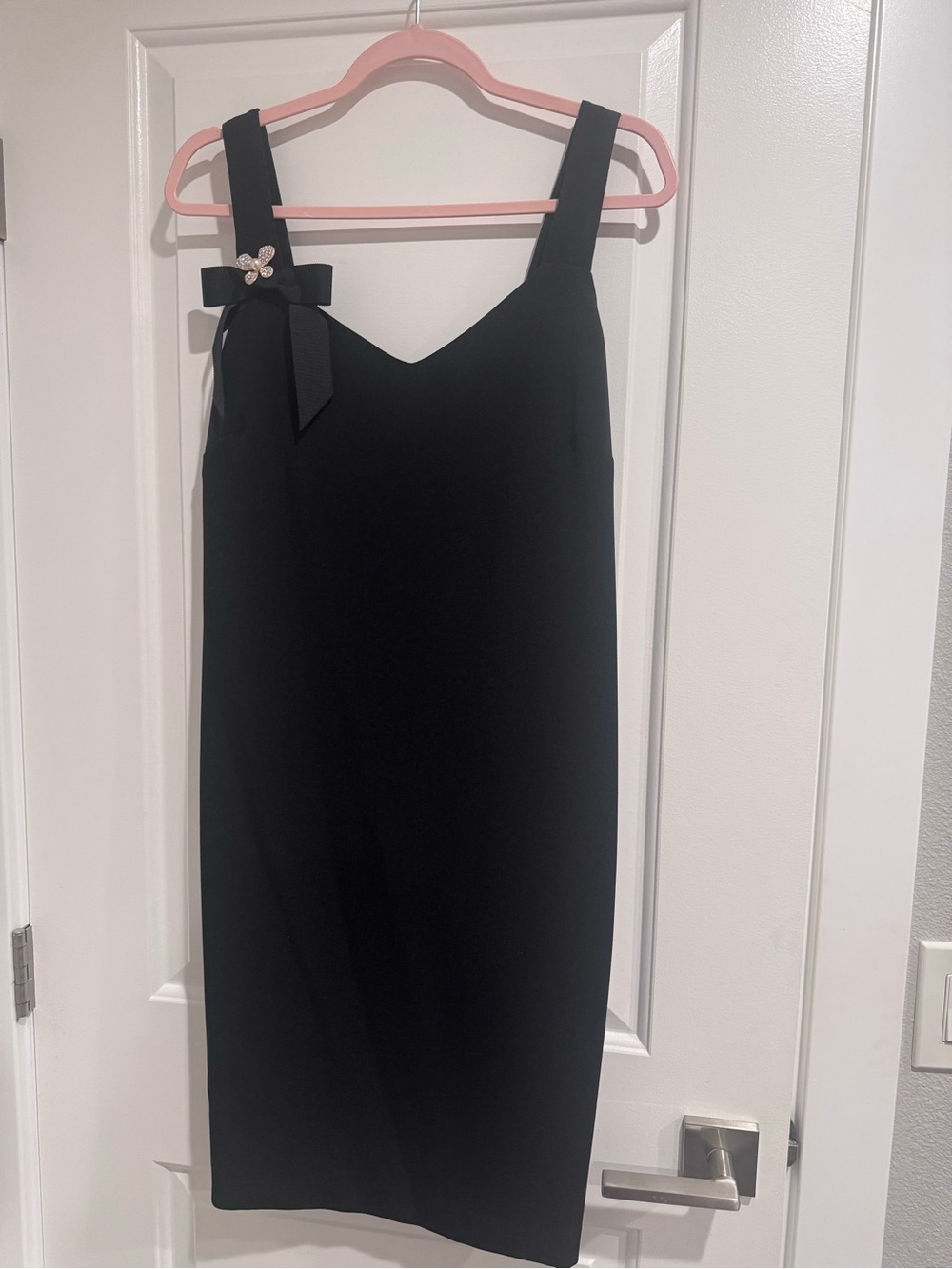 Karl Lagerfeld Black Midi Dress with Bow & Crystal Accent